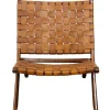 Solid Teak And Genuine Leather Lounge Chair-Kirkland's Home Store