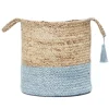 Spa Blue And Tan Woven Basket With Tassel, 17 In.-Kirkland's Home Clearance