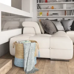Spa Blue And Tan Woven Basket With Tassel, 19 In.-Kirkland's Home Best