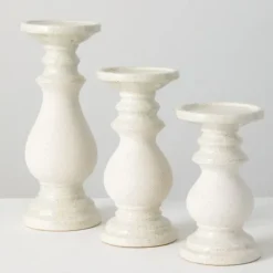 Speckled Ceramic Candle Holders, Set Of 3-Kirkland's Home Outlet