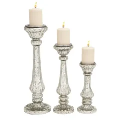 Speckled Mercury Glass Pillar Holders, Set Of 3-Kirkland's Home Cheap