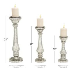 Speckled Mercury Glass Pillar Holders, Set Of 3-Kirkland's Home Cheap