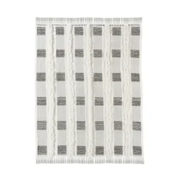 Spencer Gray And White Plaid Throw-Kirkland's Home Best