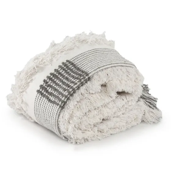 Spencer Gray And White Plaid Throw-Kirkland's Home Best