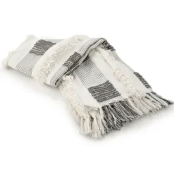 Spencer Gray And White Plaid Throw-Kirkland's Home Best