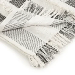 Spencer Gray And White Plaid Throw-Kirkland's Home Best