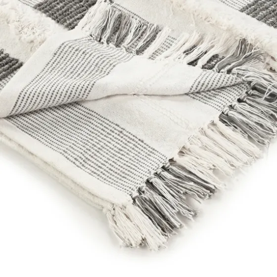 Spencer Gray And White Plaid Throw-Kirkland's Home Best
