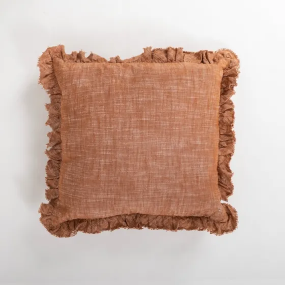 Spice Chambray Ruffle Edge Pillow-Kirkland's Home Hot