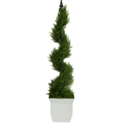 Spiral Cypress Topiary In White Planter, 48 In.-Kirkland's Home Hot