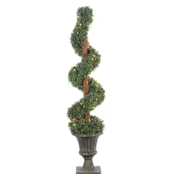 Spiral Pre-Lit Boxwood Potted Topiary-Kirkland's Home Sale