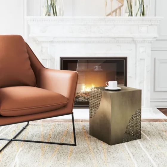Square Antique Gold Metal Accent Table-Kirkland's Home Outlet