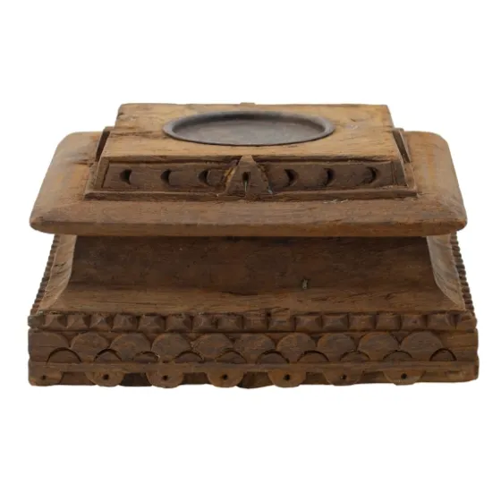 Square Carved Wood Pillar Candle Holder-Kirkland's Home New