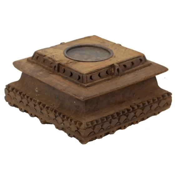 Square Carved Wood Pillar Candle Holder-Kirkland's Home New