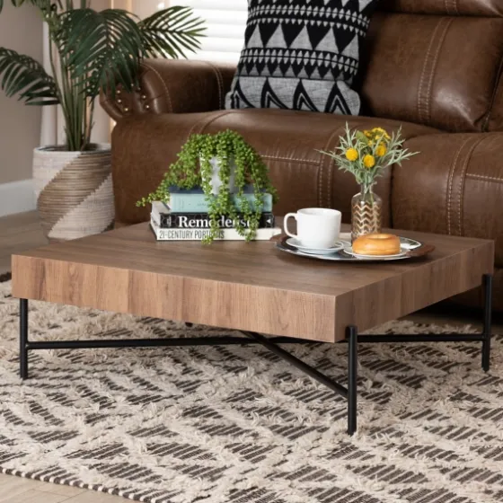 Square Light Wood X Base Coffee Table-Kirkland's Home Flash Sale