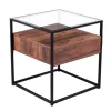 Square Metal And Wood Glass Top Accent Table-Kirkland's Home Cheap