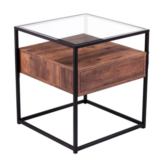Square Metal And Wood Glass Top Accent Table-Kirkland's Home Cheap