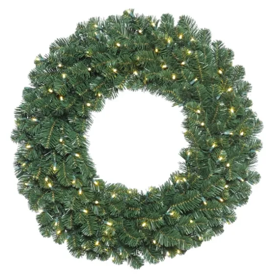 Square Oregon Fir Warm White Wide Bulb Wreath-Kirkland's Home Shop