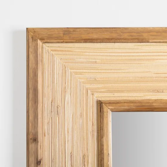 Square Pampas Grass And Wood Mirror-Kirkland's Home Outlet