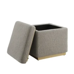 Square Sherpa Upholstered Storage Ottoman-Kirkland's Home Fashion