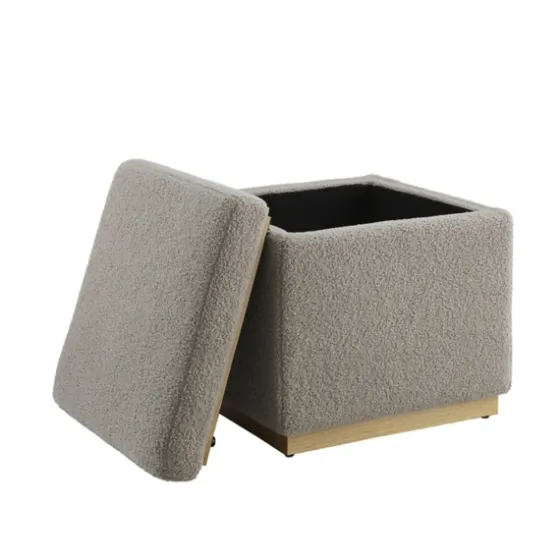 Square Sherpa Upholstered Storage Ottoman-Kirkland's Home Fashion