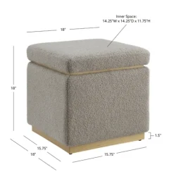Square Sherpa Upholstered Storage Ottoman-Kirkland's Home Fashion