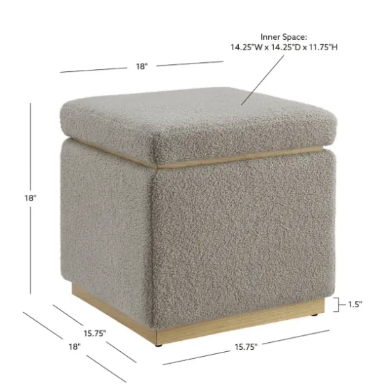 Square Sherpa Upholstered Storage Ottoman-Kirkland's Home Fashion