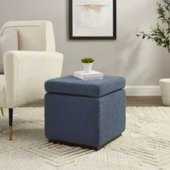 Square Sherpa Upholstered Storage Ottoman-Kirkland's Home Store