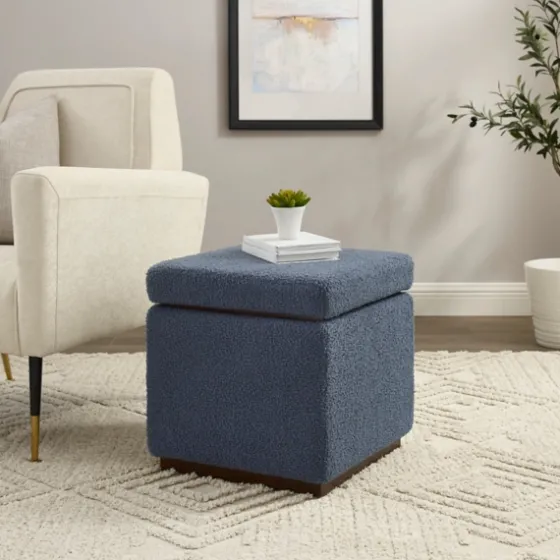 Square Sherpa Upholstered Storage Ottoman-Kirkland's Home Store