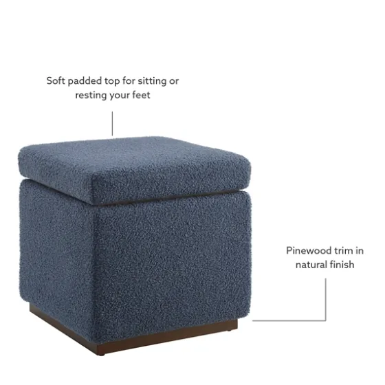 Square Sherpa Upholstered Storage Ottoman-Kirkland's Home Store