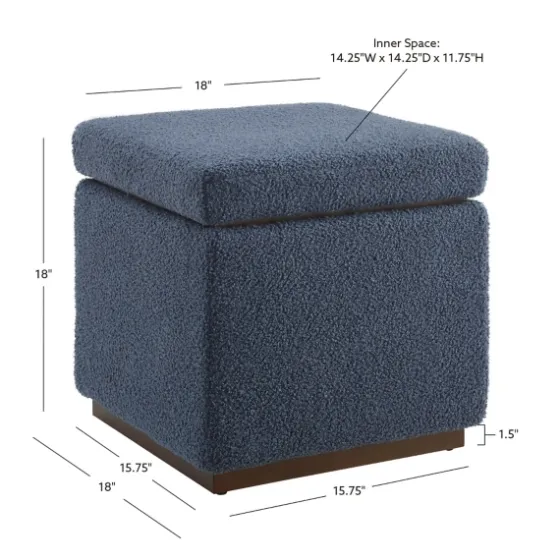 Square Sherpa Upholstered Storage Ottoman-Kirkland's Home Store