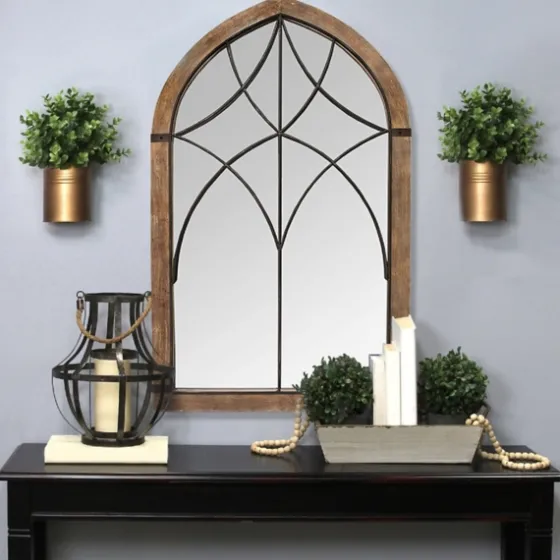 Stained Wood Frame Cathedral Wall Mirror-Kirkland's Home Best Sale