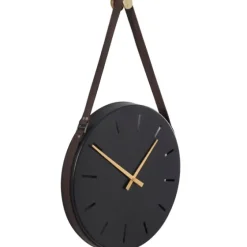 Stainless Steel Leather Strap Wall Clock-Kirkland's Home Outlet