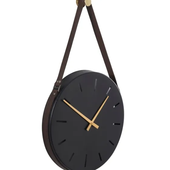 Stainless Steel Leather Strap Wall Clock-Kirkland's Home Outlet