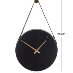 Stainless Steel Leather Strap Wall Clock-Kirkland's Home Outlet