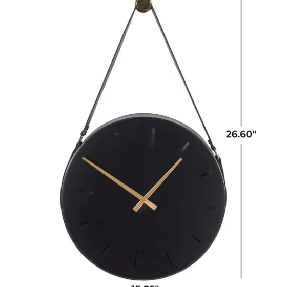 Stainless Steel Leather Strap Wall Clock-Kirkland's Home Outlet