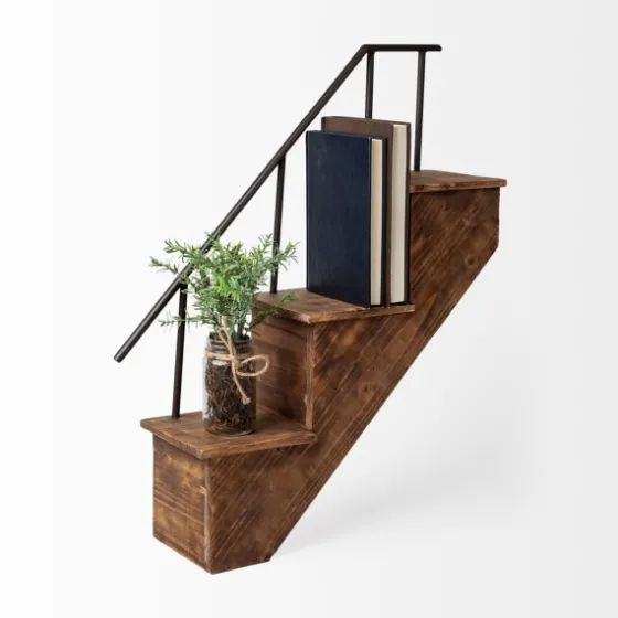 Staircase Wood And Metal Wall Shelf-Kirkland's Home Shop