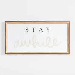 Stay Awhile Script Framed Wall Plaque-Kirkland's Home Store