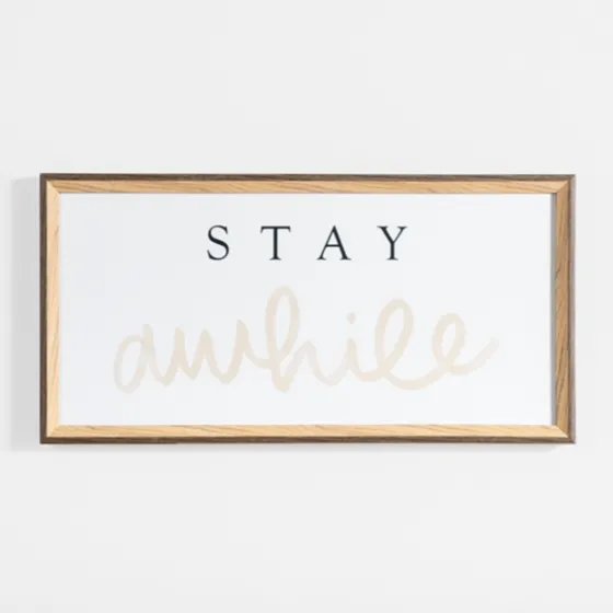 Stay Awhile Script Framed Wall Plaque-Kirkland's Home Store