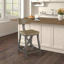 Steel Gray Rounded Back Industrial Counter Stool-Kirkland's Home Discount