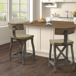 Steel Gray Rounded Back Industrial Counter Stool-Kirkland's Home Discount