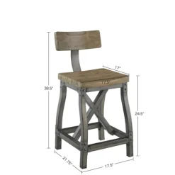 Steel Gray Rounded Back Industrial Counter Stool-Kirkland's Home Discount