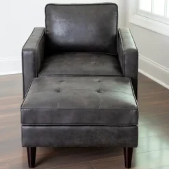 Steele Wyatt Faux Leather Ottoman-Kirkland's Home Cheap