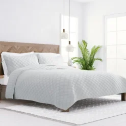 Stitched Diamond 3-Pc. Queen Quilt Set-Kirkland's Home Sale