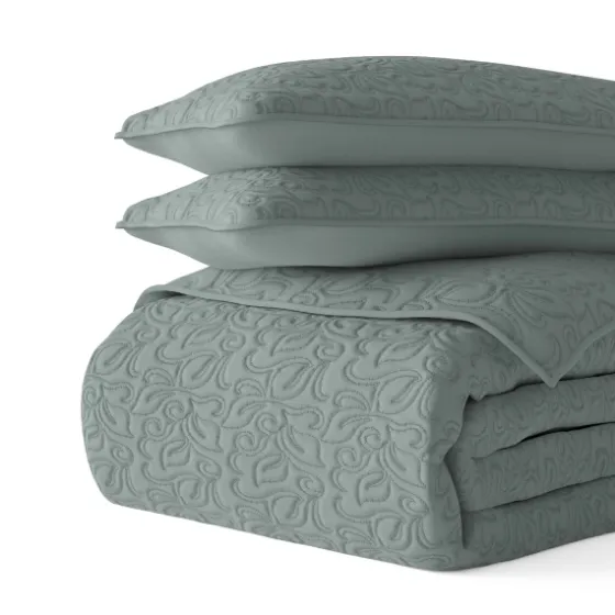 Stitched Floral 3-Pc. Queen Quilt Set-Kirkland's Home Shop