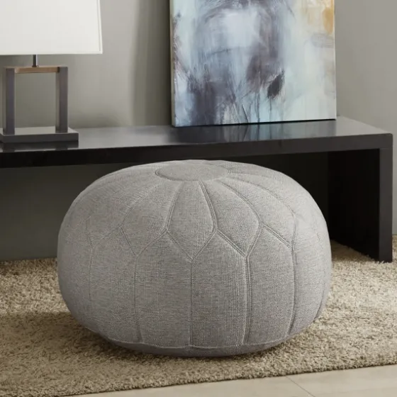 Stitched Round Ottoman-Kirkland's Home Cheap