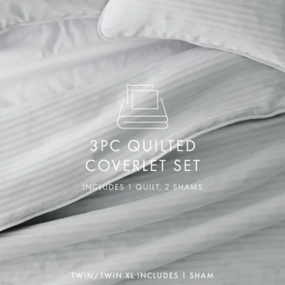Stitched Stripes 3-Pc. King Quilt Set-Kirkland's Home Outlet
