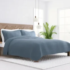 Stitched Stripes 3-Pc. Queen Quilt Set-Kirkland's Home Discount