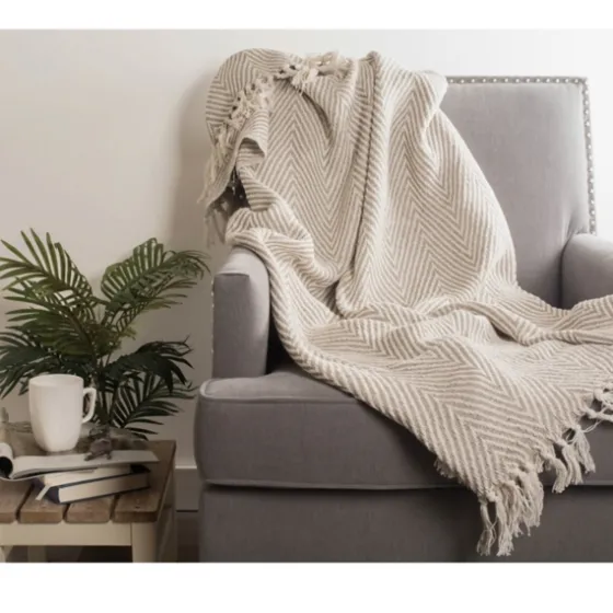 Stone Chevron And Fringe Throw-Kirkland's Home New