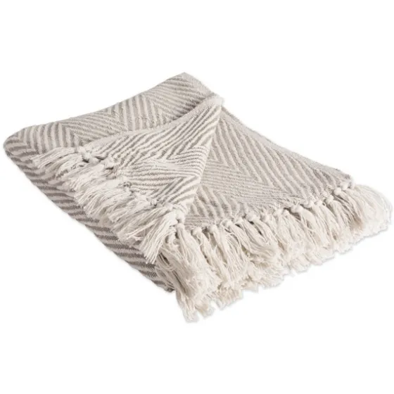 Stone Chevron And Fringe Throw-Kirkland's Home New