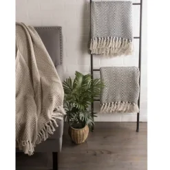 Stone Chevron And Fringe Throw-Kirkland's Home New